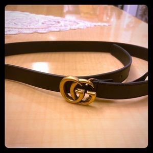 Black Gucci Leather Belt Double Buckle- BRAND NEW